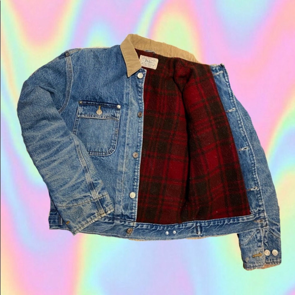 RALPH LAUREN POLO JEAN JACKET. FLEECE INSIDE